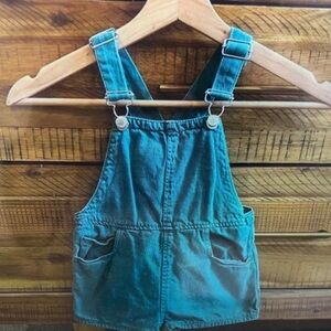 Kids Teal Corduroy Shortall Romper - Teal